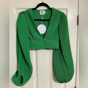 Princess Polly Long Sleeve Ballon Sleeve Crop Top Size 2 XS NWT